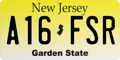 NJ license plate A16FSR