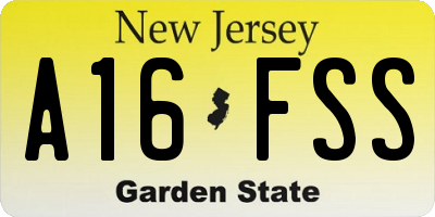 NJ license plate A16FSS