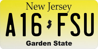 NJ license plate A16FSU