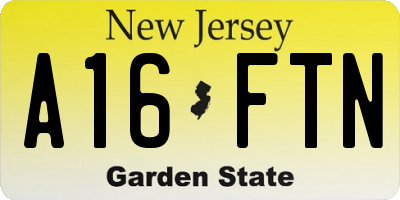 NJ license plate A16FTN