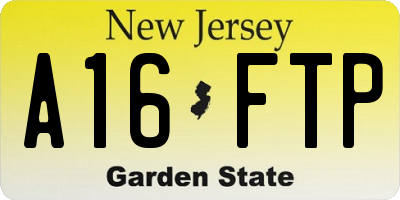 NJ license plate A16FTP