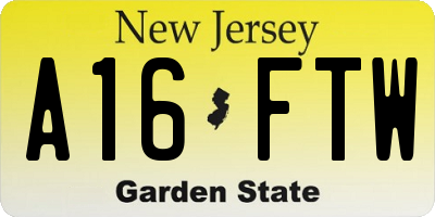 NJ license plate A16FTW