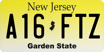 NJ license plate A16FTZ