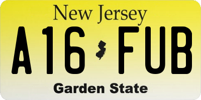 NJ license plate A16FUB