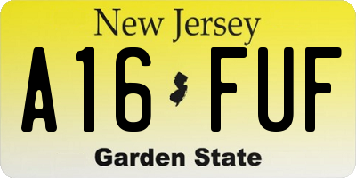 NJ license plate A16FUF