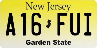 NJ license plate A16FUI
