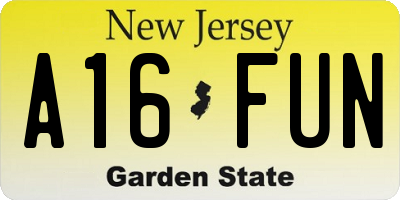 NJ license plate A16FUN