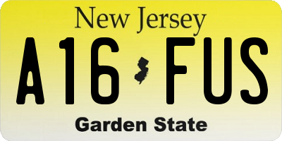 NJ license plate A16FUS