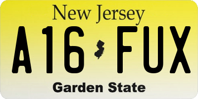 NJ license plate A16FUX