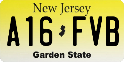 NJ license plate A16FVB
