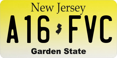 NJ license plate A16FVC