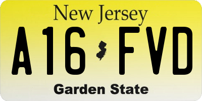 NJ license plate A16FVD
