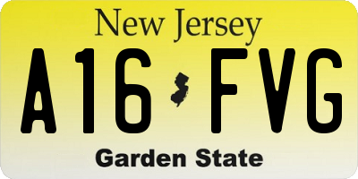 NJ license plate A16FVG