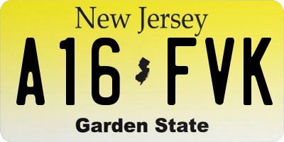 NJ license plate A16FVK