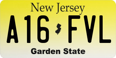NJ license plate A16FVL