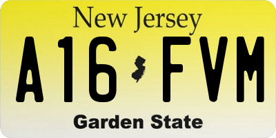 NJ license plate A16FVM