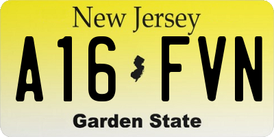 NJ license plate A16FVN