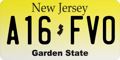NJ license plate A16FVO