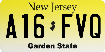 NJ license plate A16FVQ