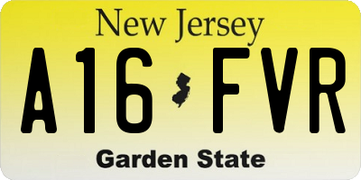 NJ license plate A16FVR
