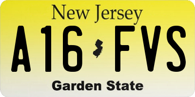 NJ license plate A16FVS