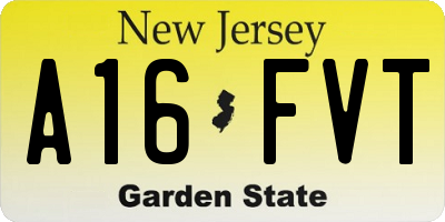 NJ license plate A16FVT