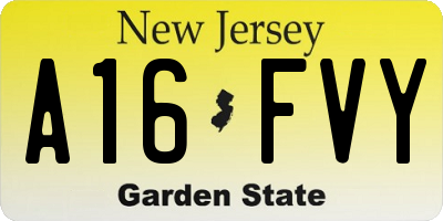 NJ license plate A16FVY