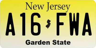 NJ license plate A16FWA