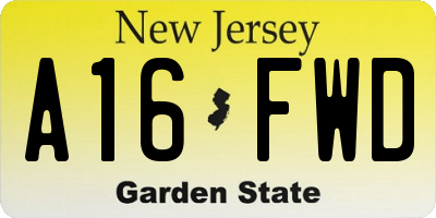 NJ license plate A16FWD