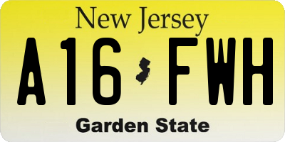 NJ license plate A16FWH