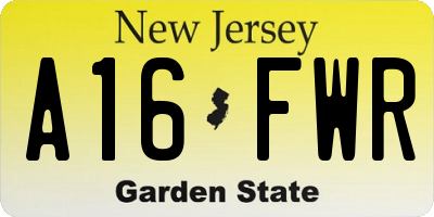 NJ license plate A16FWR