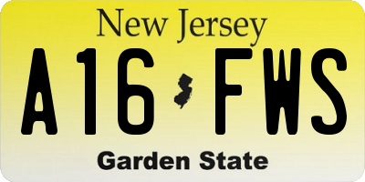 NJ license plate A16FWS