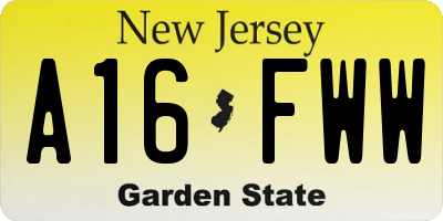 NJ license plate A16FWW