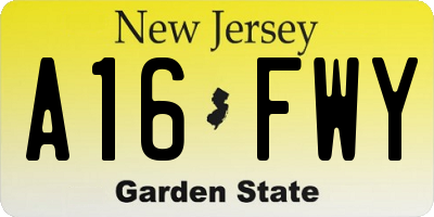 NJ license plate A16FWY