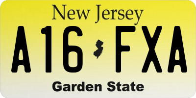 NJ license plate A16FXA