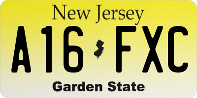 NJ license plate A16FXC