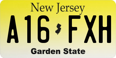 NJ license plate A16FXH