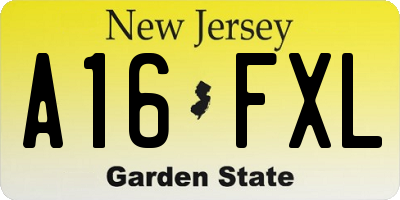 NJ license plate A16FXL