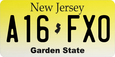 NJ license plate A16FXO