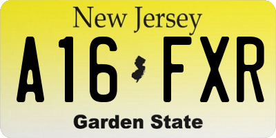 NJ license plate A16FXR