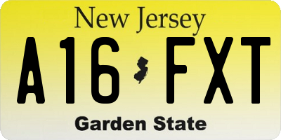 NJ license plate A16FXT
