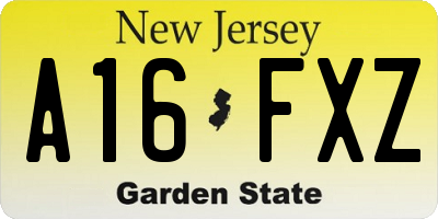 NJ license plate A16FXZ