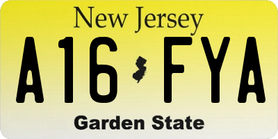 NJ license plate A16FYA