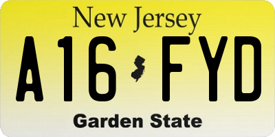 NJ license plate A16FYD