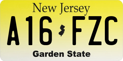 NJ license plate A16FZC