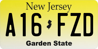 NJ license plate A16FZD