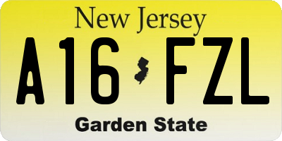 NJ license plate A16FZL