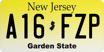 NJ license plate A16FZP