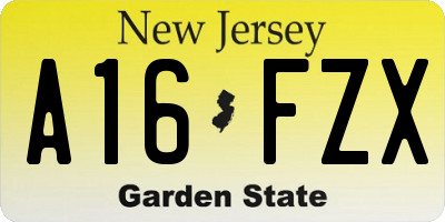 NJ license plate A16FZX
