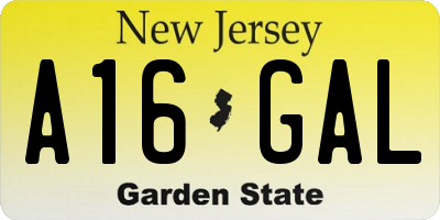 NJ license plate A16GAL